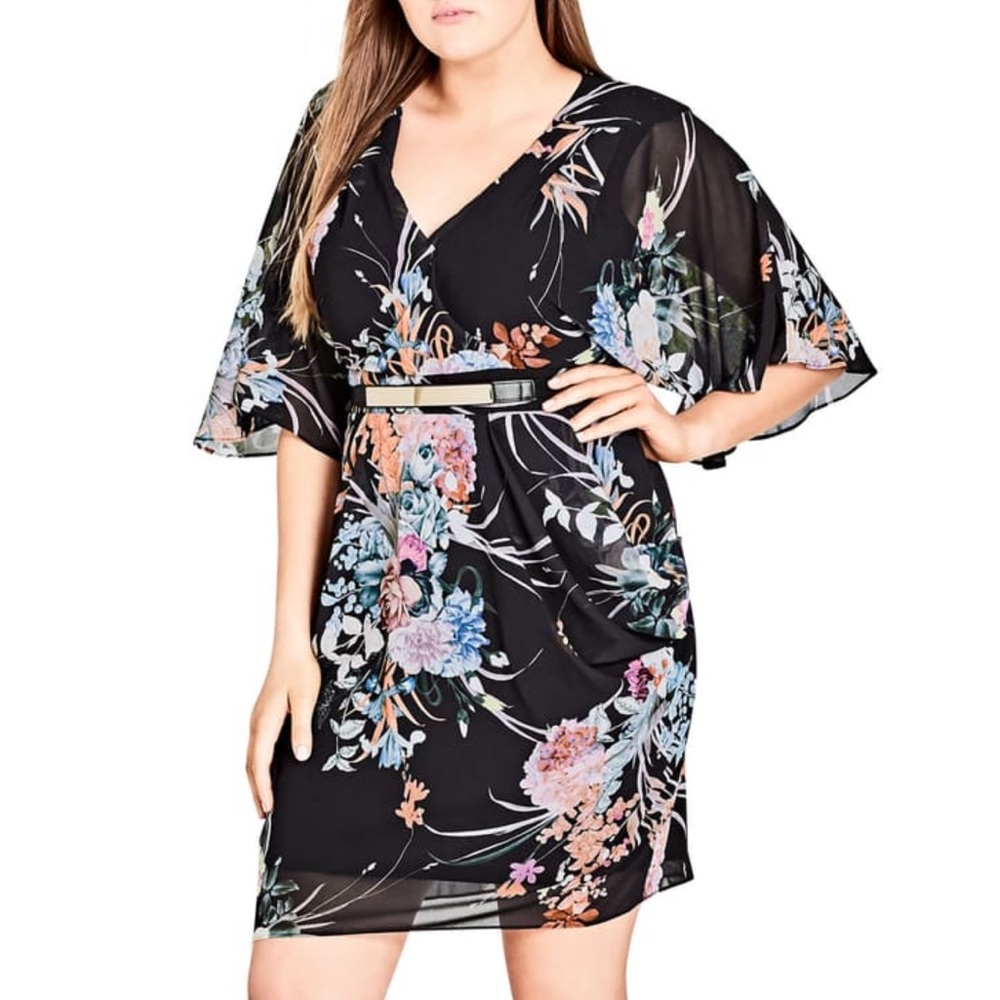 City Chic Floral Wrap Dress XXL/24